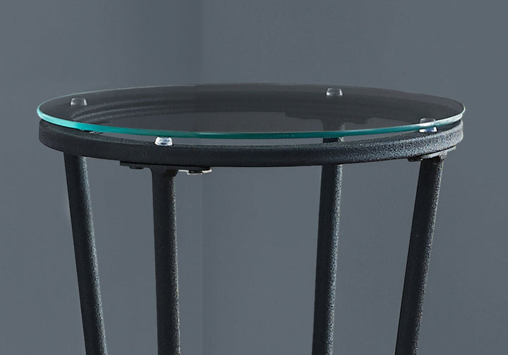 29" Black And Clear Glass Round End Table Image 2