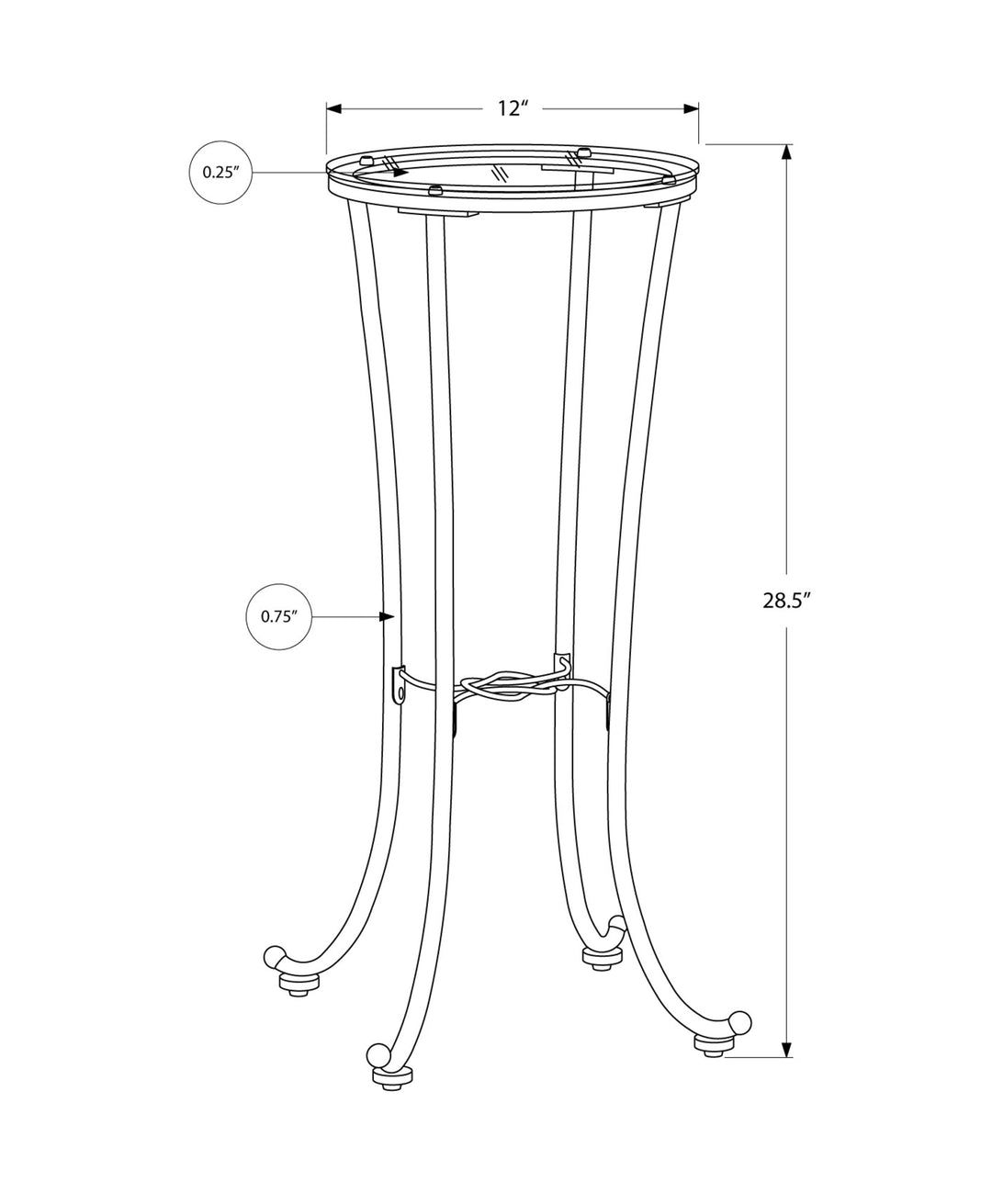 29" Black And Clear Glass Round End Table Image 3