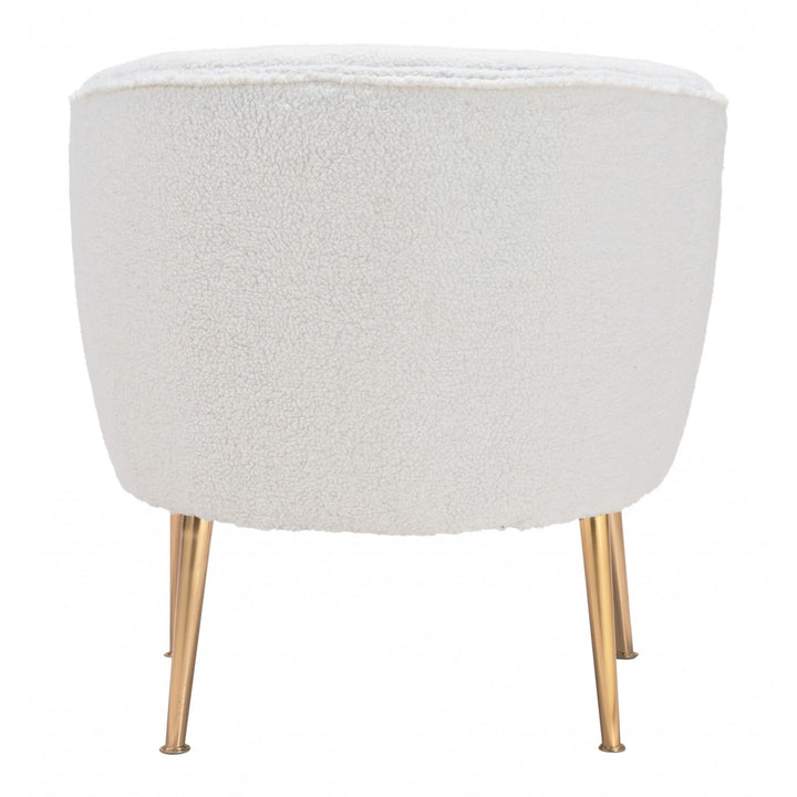 29" Beige Sherpa And Gold Arm Chair Image 4