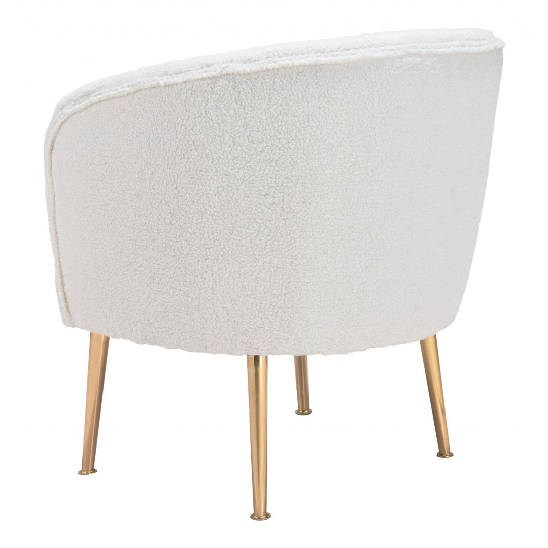 29" Beige Sherpa And Gold Arm Chair Image 5