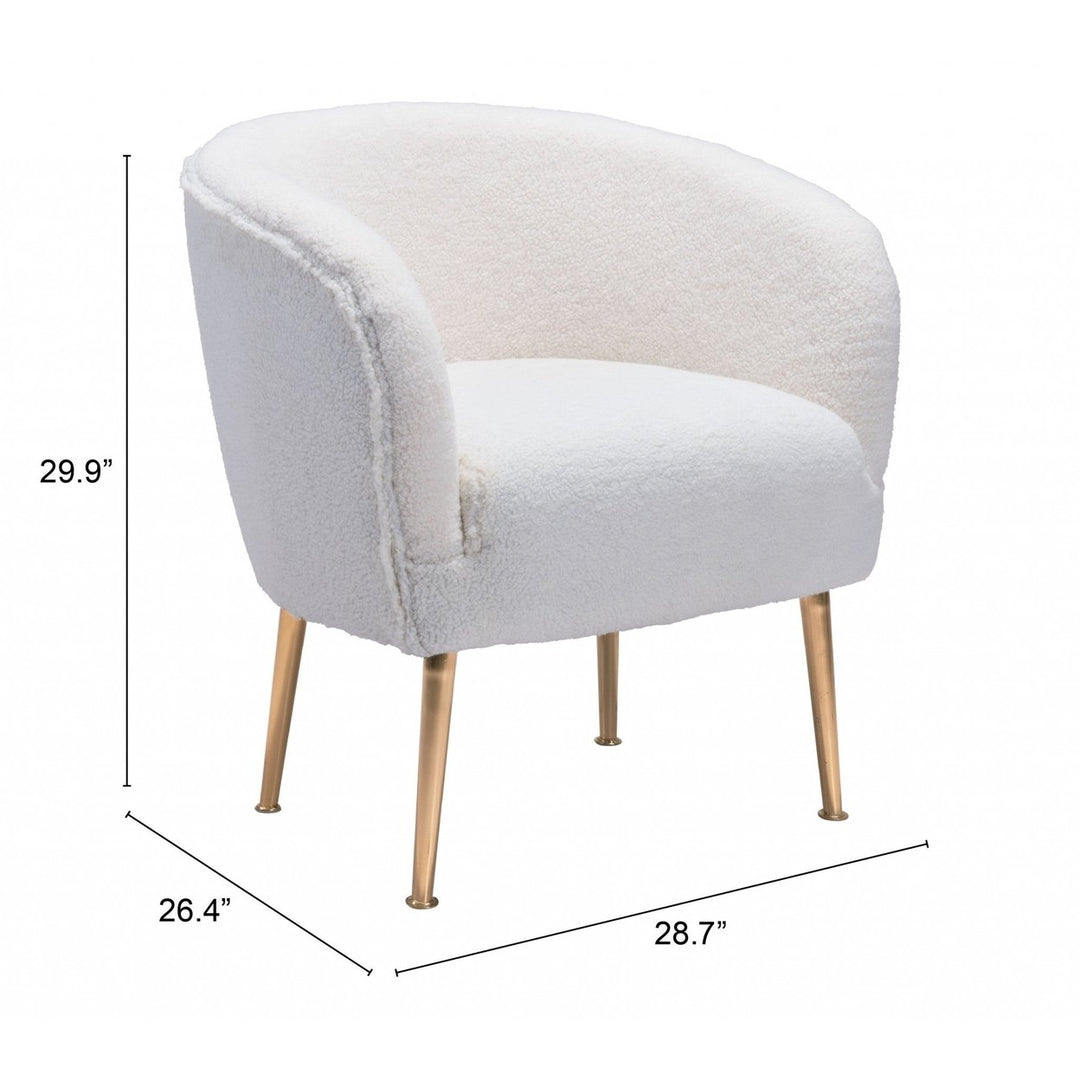 29" Beige Sherpa And Gold Arm Chair Image 6