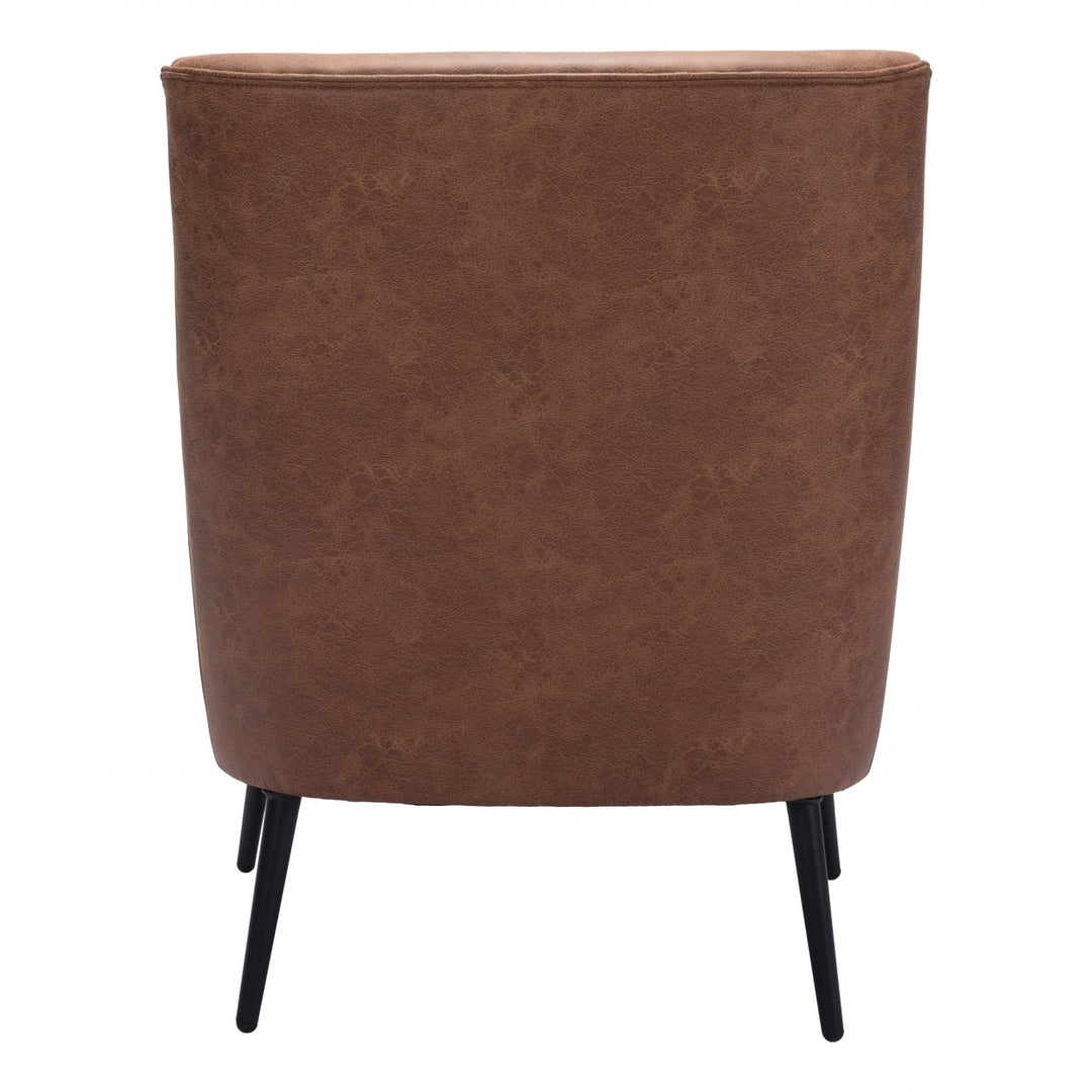 29" Brown Faux Leather And Gold Arm Chair Image 4