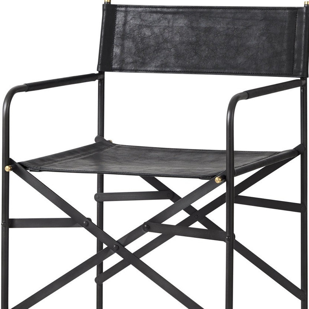 29" Brown And Black Leather And Iron Bar Chair Image 12