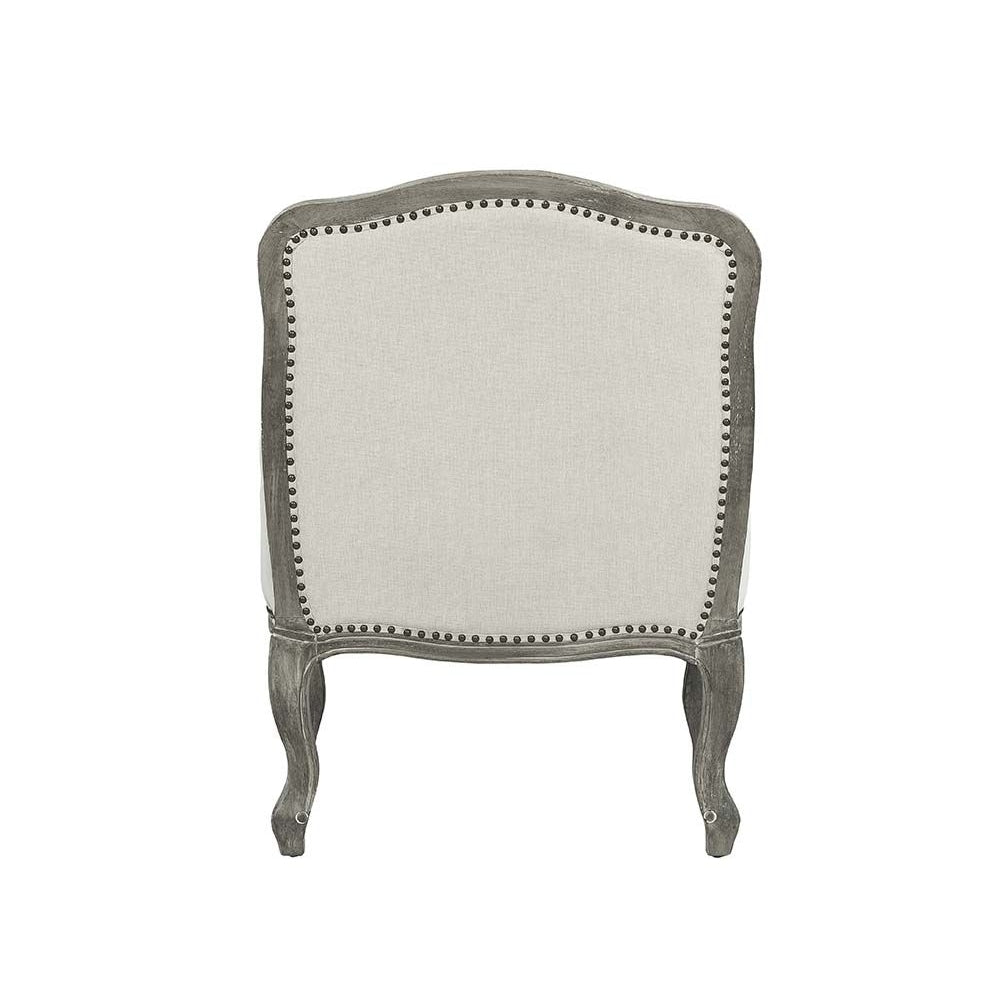 29" Cream And Brown Linen Arm Chair Image 2