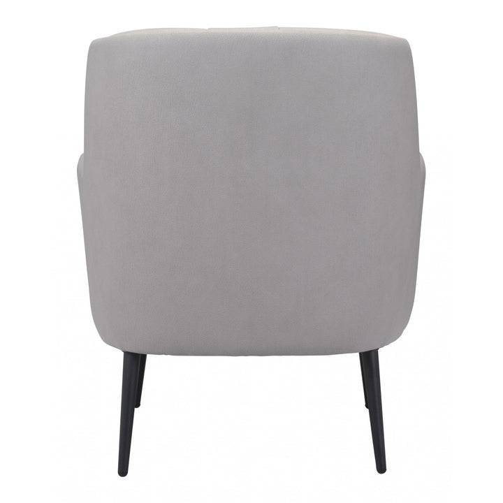 29" Grey Faux Leather And Black Tufted Arm Chair Image 4