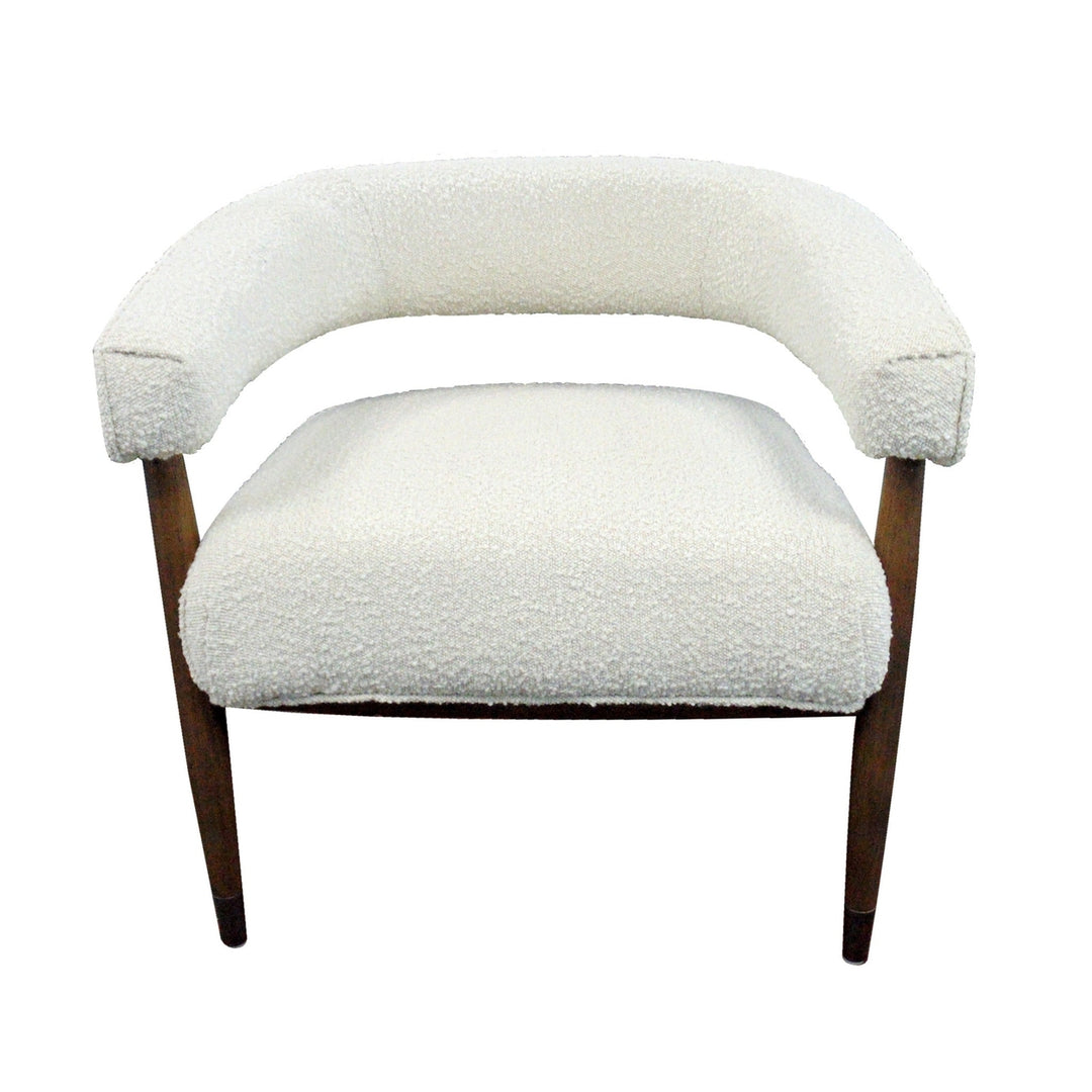 29" Ivory Polyester Blend And Brown Solid Color Arm Chair Image 1