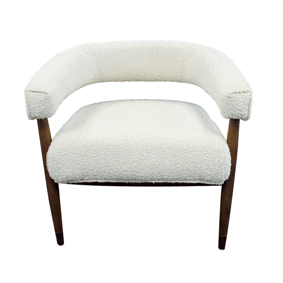 29" Ivory Polyester Blend And Brown Solid Color Arm Chair Image 1