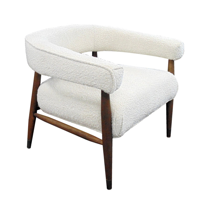 29" Ivory Polyester Blend And Brown Solid Color Arm Chair Image 2