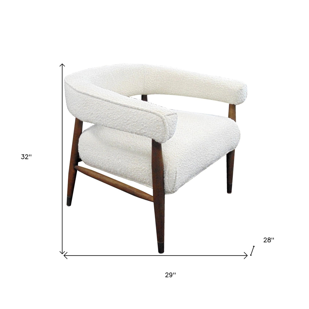 29" Ivory Polyester Blend And Brown Solid Color Arm Chair Image 5