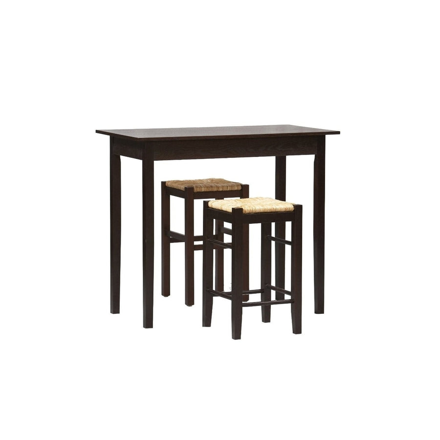 3 Piece Espresso Dining Set with Table and 2 Backless Stools Image 1