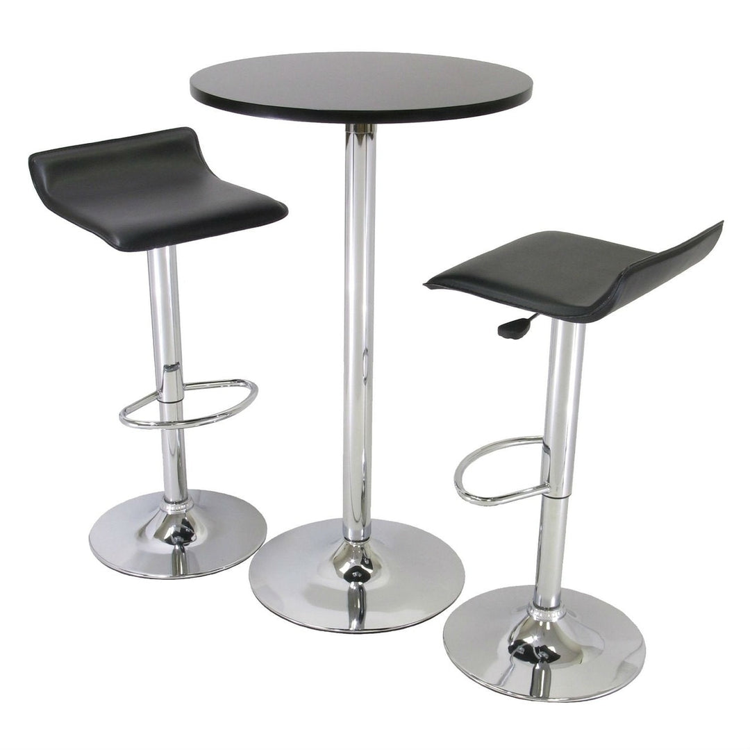 3 Piece Modern Dining Set with Bistro Table and Two Stools Image 1