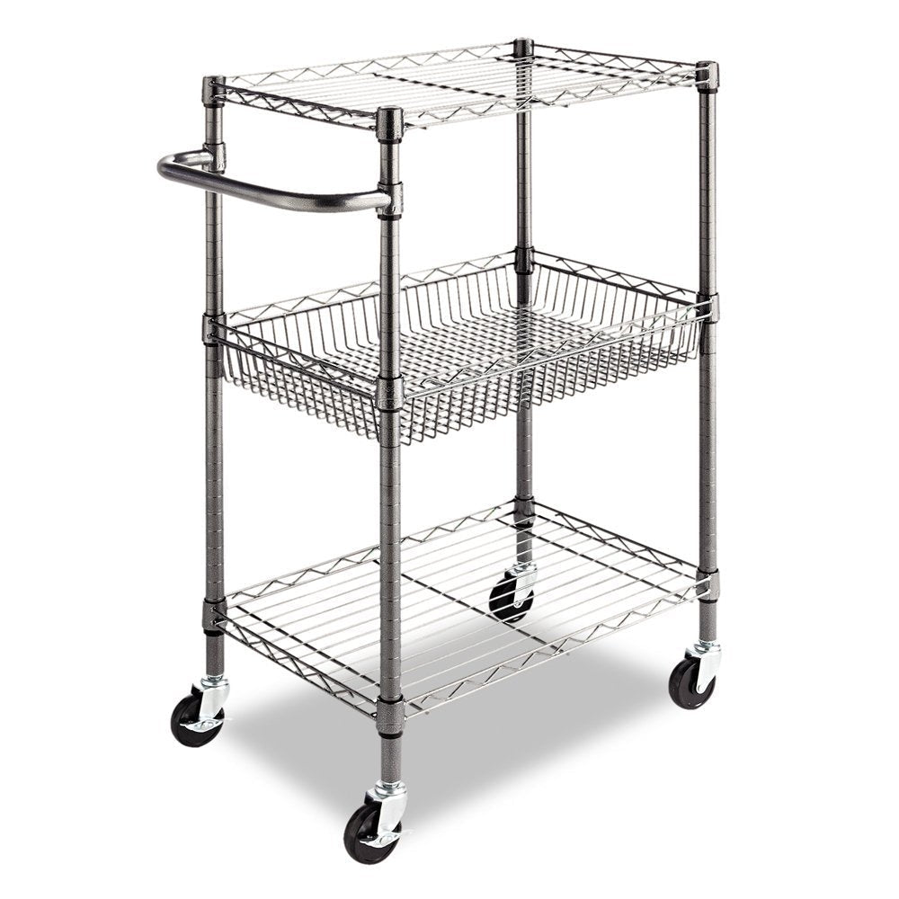 3-Tier Metal Kitchen Cart / Utility Cart with Adjustable Shelves and Casters Image 1