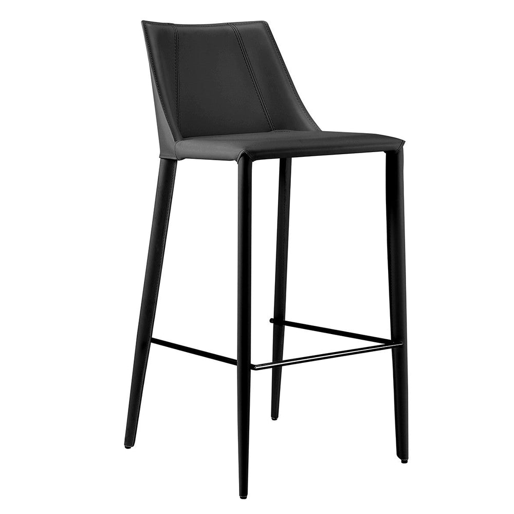 30" Black Steel Low Back Bar Height Bar Chair Image 2