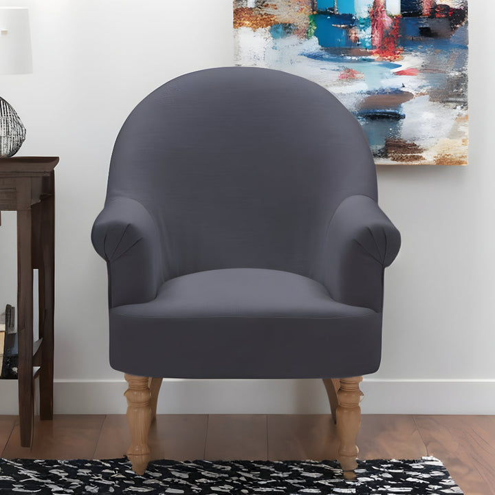 33" Dark Gray And Brown Linen Arm Chair Image 2