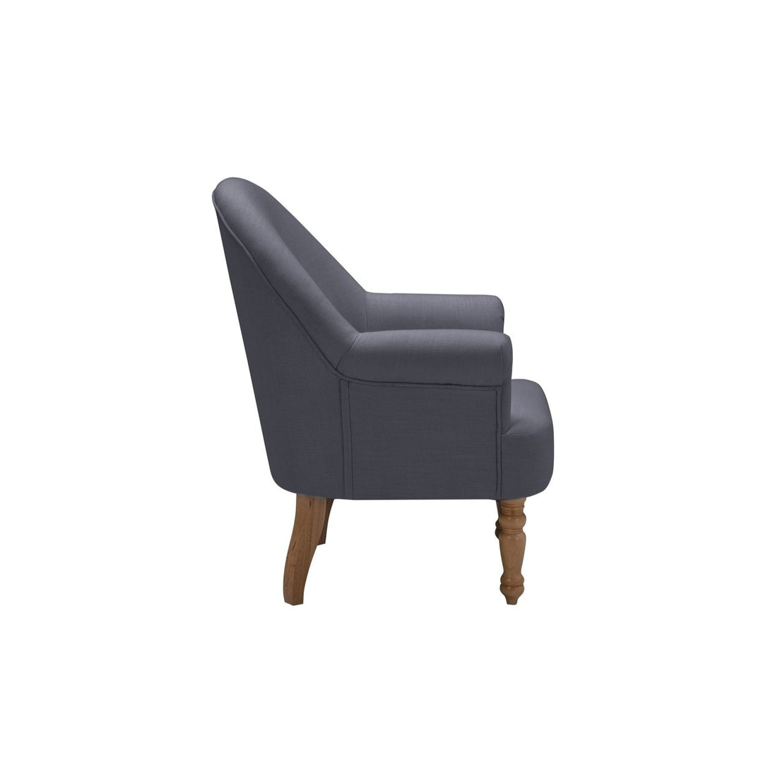 33" Dark Gray And Brown Linen Arm Chair Image 6