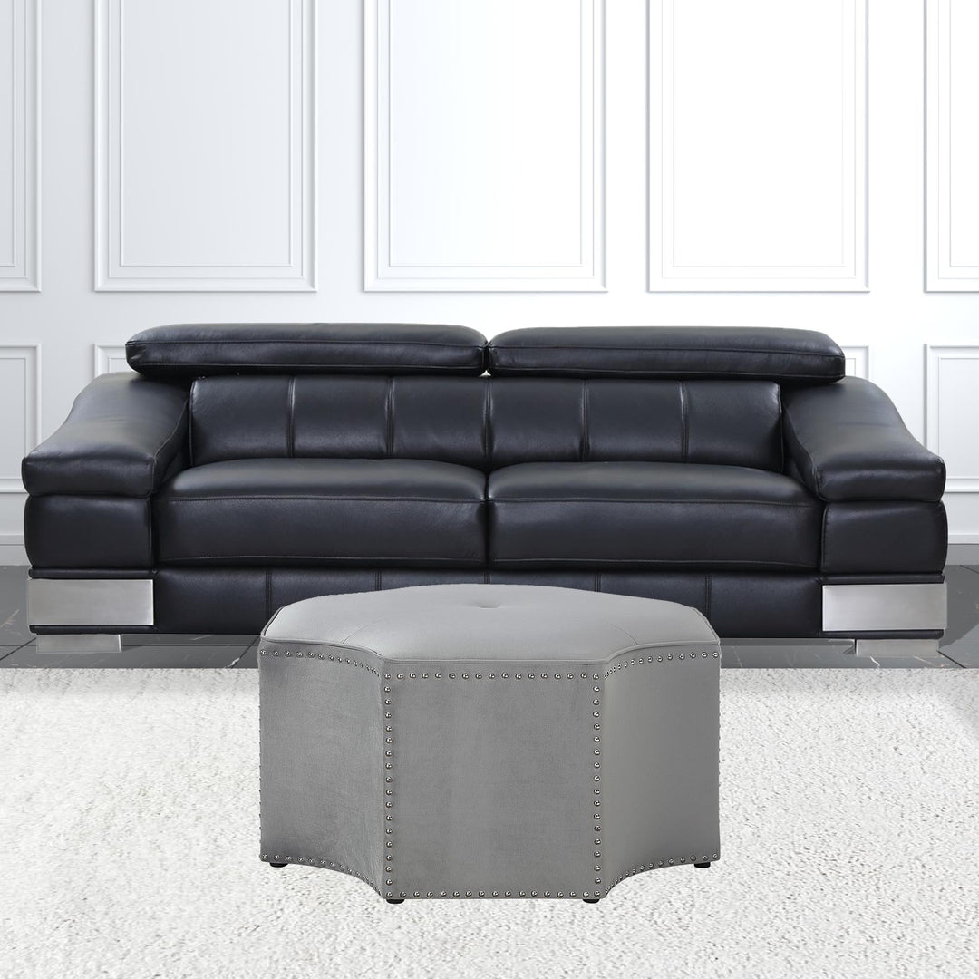 33" Navy Blue Velvet Specialty Cocktail Ottoman Image 4