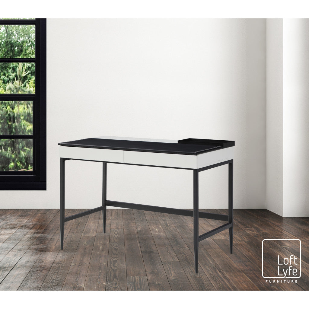 43" Black and Gray Writing Desk With Two Drawers Image 7