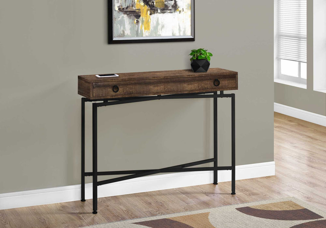 43" Brown And Black Cross Leg Console Table Image 1