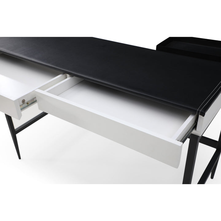 43" Black and Gray Writing Desk With Two Drawers Image 9