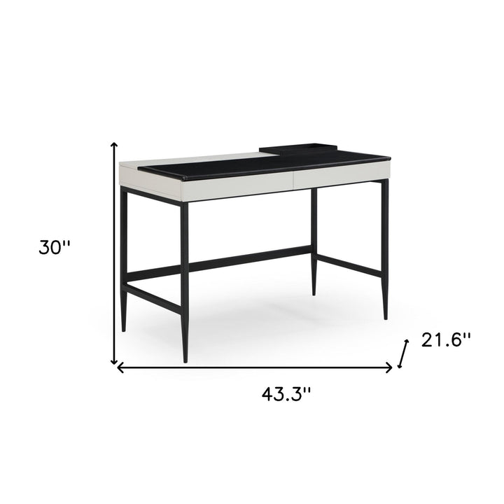 43" Black and Gray Writing Desk With Two Drawers Image 12