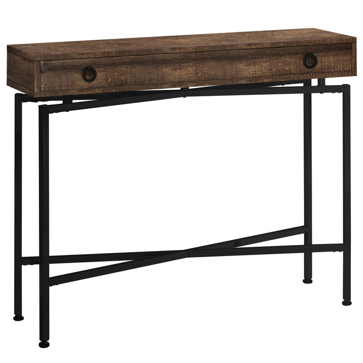 43" Brown And Black Cross Leg Console Table Image 5