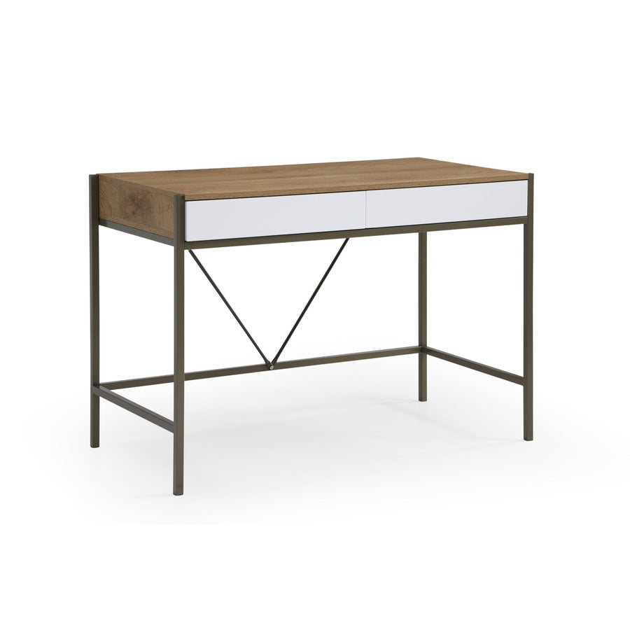 43" White and Gray Writing Desk With Two Drawers Image 1