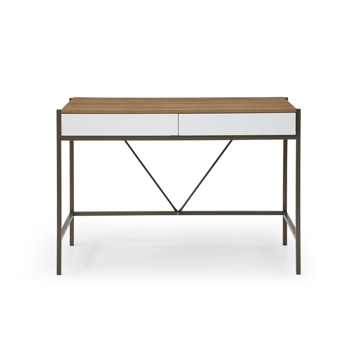 43" White and Gray Writing Desk With Two Drawers Image 6