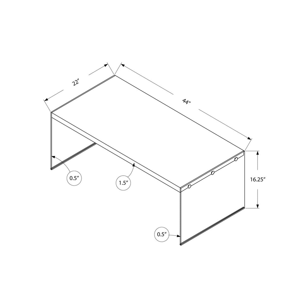 44" Gray And Clear Glass Coffee Table Image 1