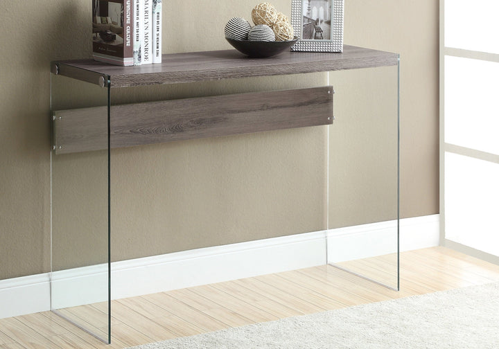 44" Taupe And Clear Solid Console Table Image 1