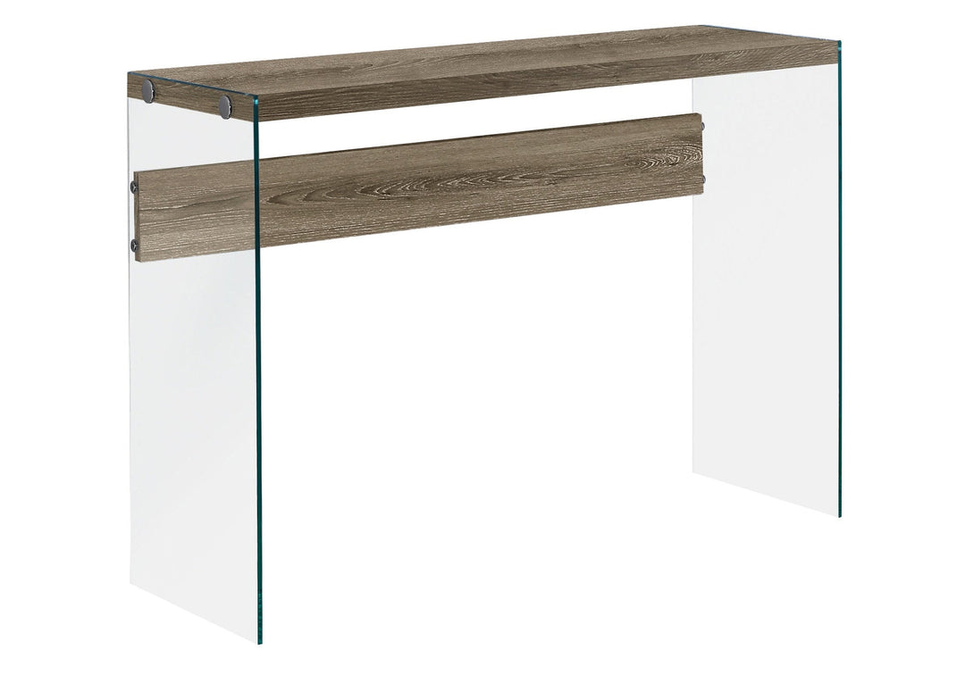 44" Taupe And Clear Solid Console Table Image 5