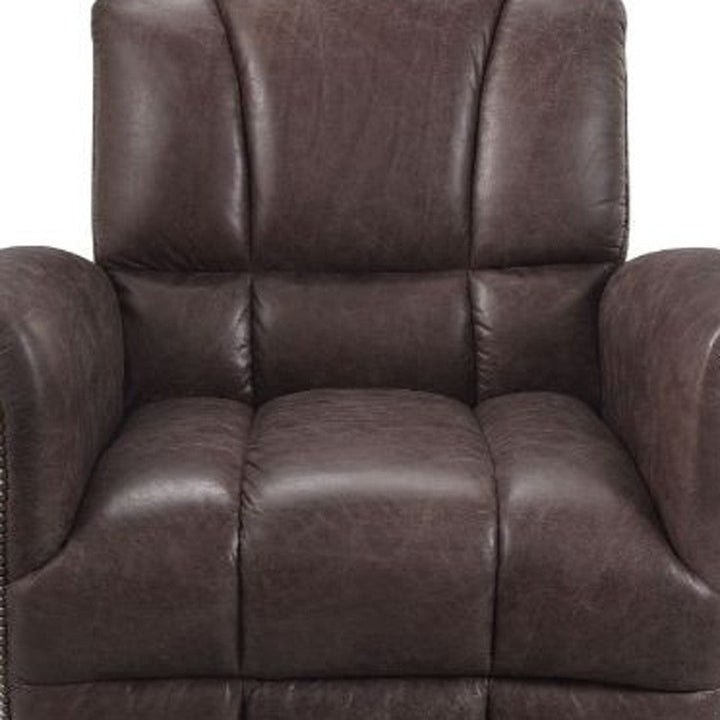 35" Retro Brown Top Grain Leather And Steel Patchwork Club Chair Image 3