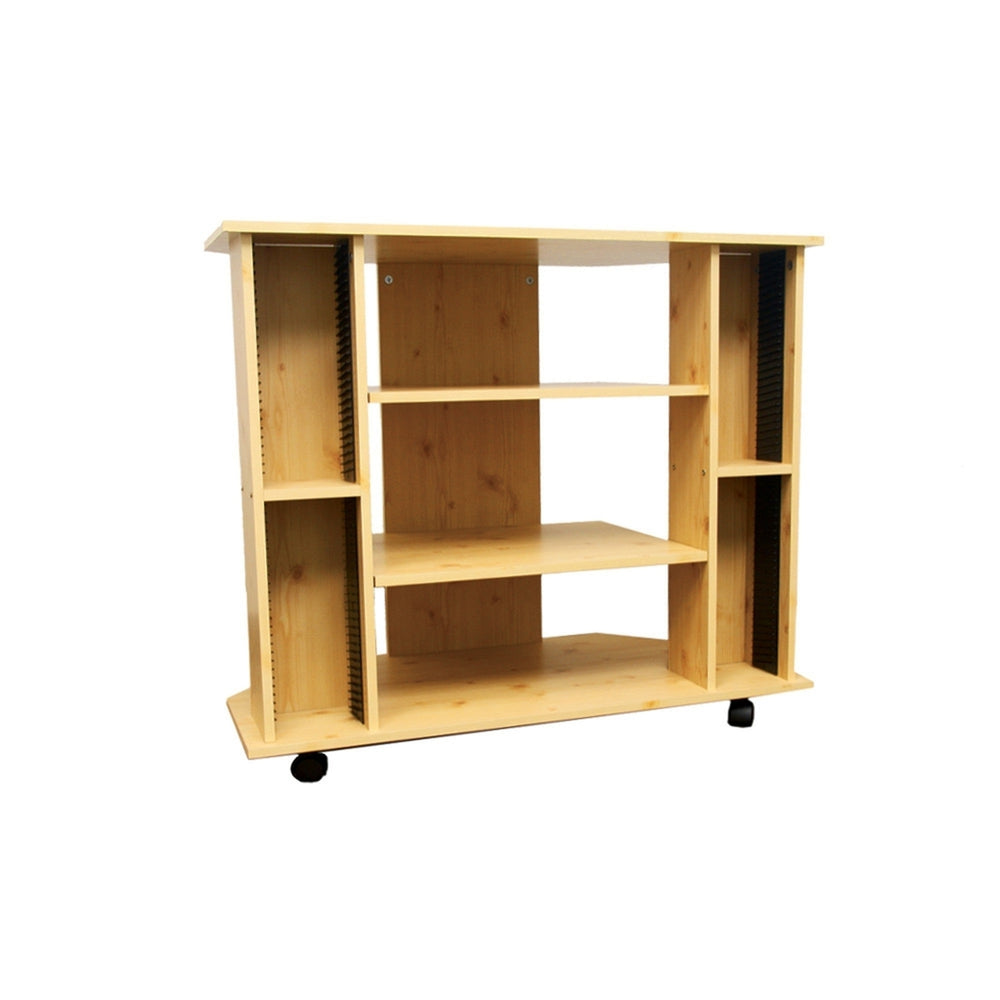 35" Wood Brown Open Shelving TV Stand Image 2