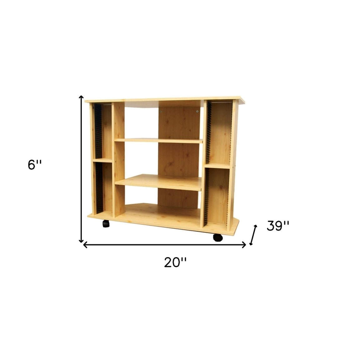 35" Wood Brown Open Shelving TV Stand Image 5