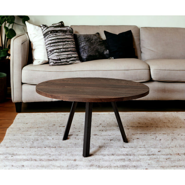 36" Brown And Black Round Coffee Table Image 6