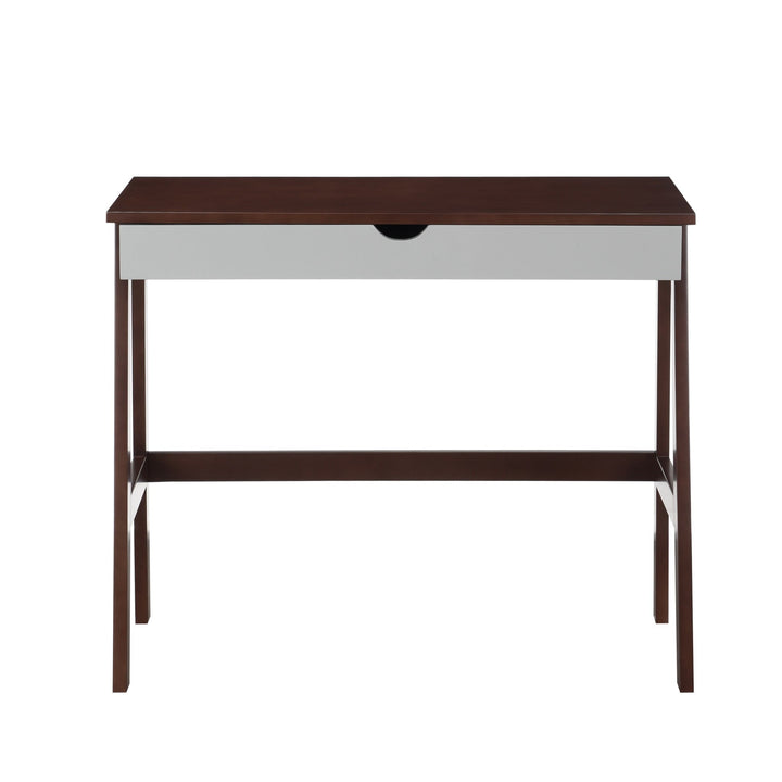 36" Brown and White Writing Desk Image 1