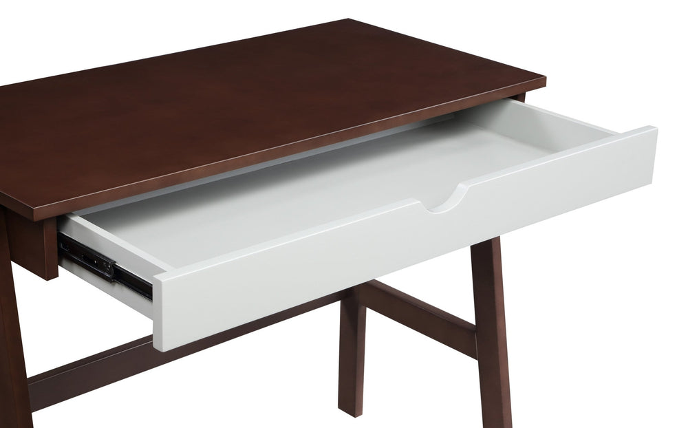 36" Brown and White Writing Desk Image 2