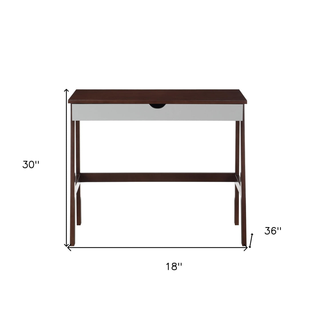 36" Brown and White Writing Desk Image 6