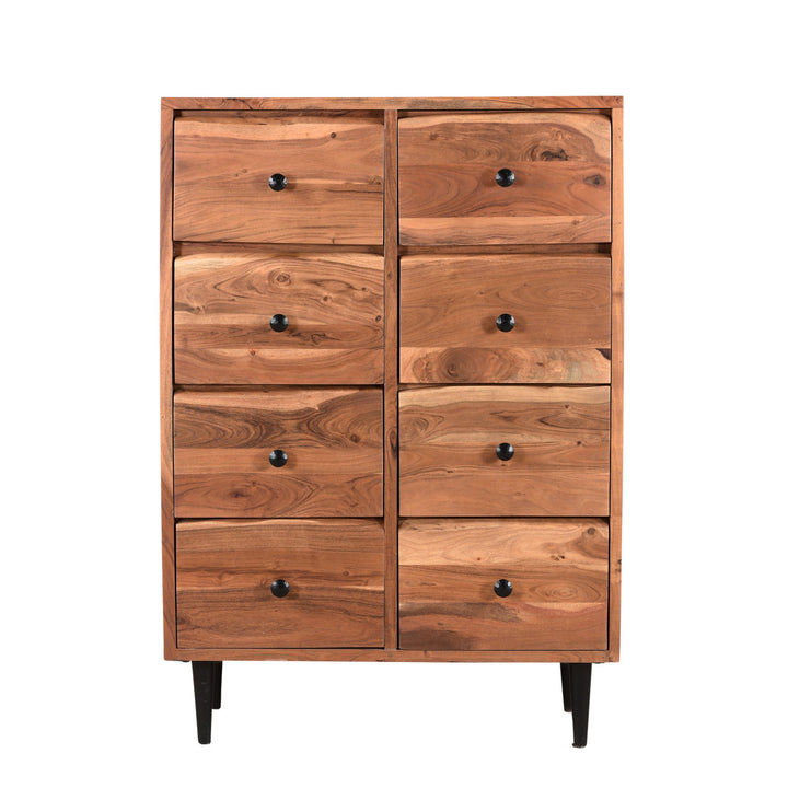 36" Brown Solid Wood Eight Drawer Chest Image 2