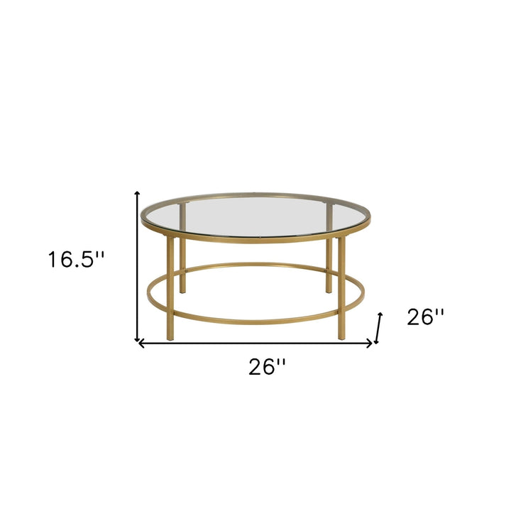 36" Gold And Clear Glass Round Coffee Table Image 2