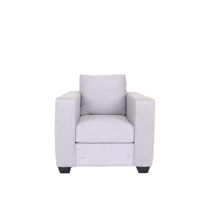 36" Gray And Dark Brown Polyester Blend Arm Chair Image 1