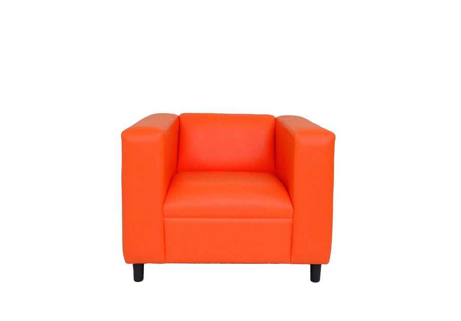 36" Orange And Black Faux Leather Arm Chair Image 1