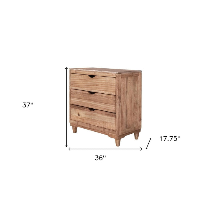 36" Natural Solid Wood Three Drawer Chest Image 3