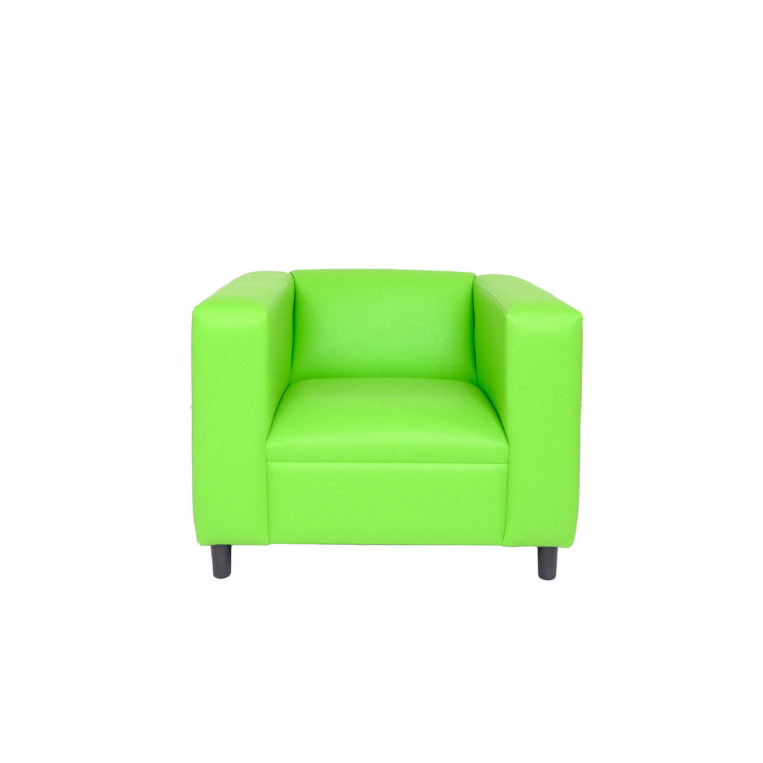 36" Neon Green And Black Faux Leather Arm Chair Image 1