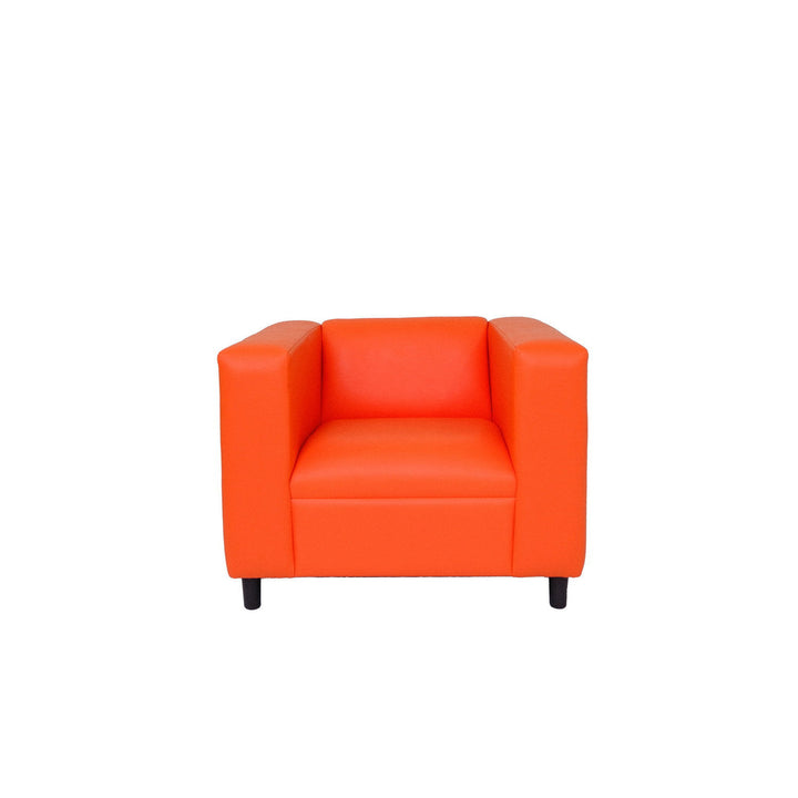 36" Orange And Black Faux Leather Arm Chair Image 4