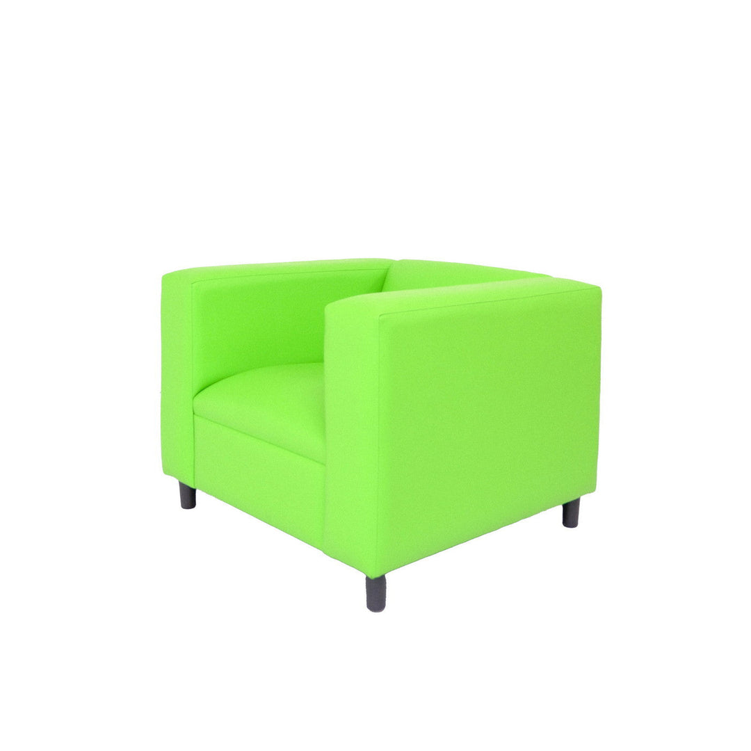 36" Neon Green And Black Faux Leather Arm Chair Image 2