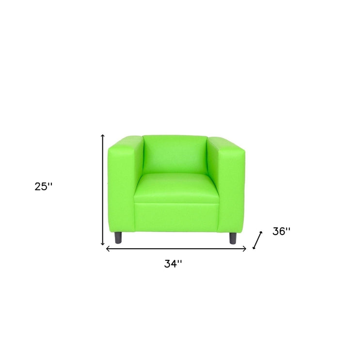 36" Neon Green And Black Faux Leather Arm Chair Image 3