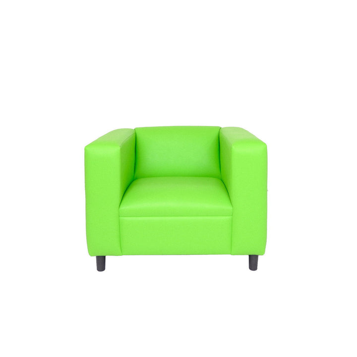 36" Neon Green And Black Faux Leather Arm Chair Image 4