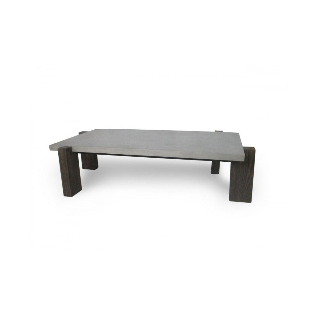 33" Walnut And Dark Grey Concrete Rectangular Coffee Table Image 1