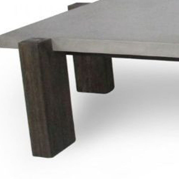 33" Walnut And Dark Grey Concrete Rectangular Coffee Table Image 4