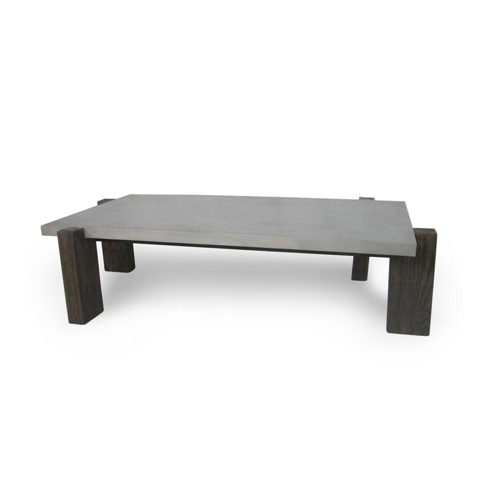 33" Walnut And Dark Grey Concrete Rectangular Coffee Table Image 5